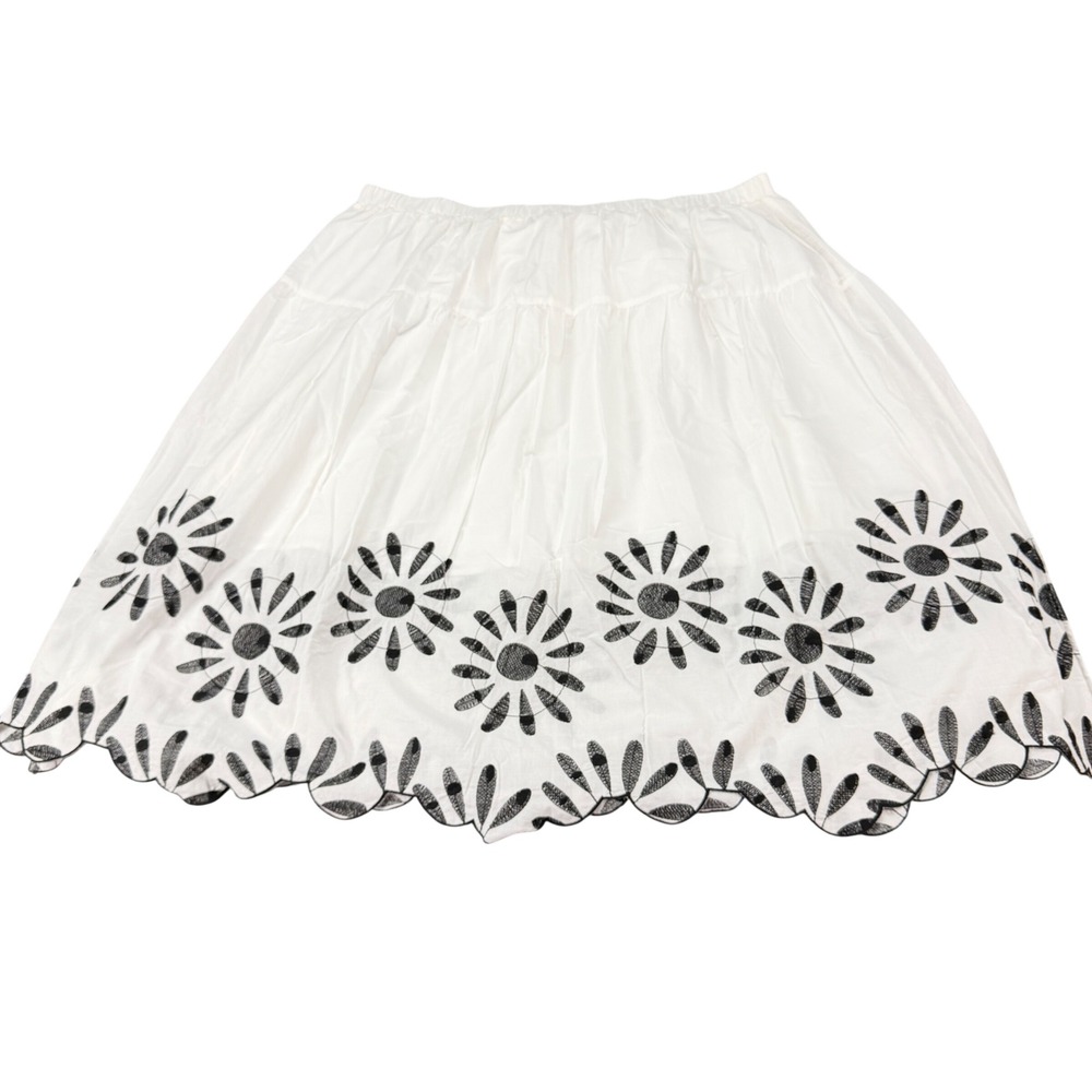 Lane Bryant White Cotton Embroidered Scalloped Hem Midi Skirt Mens 26/28 MSRP$89